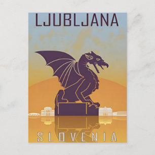 Cartão Postal Viagens vintage Ljubljana Eslovênia retro