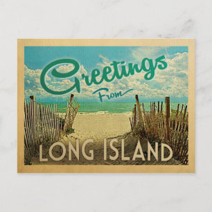 Cartão Postal Viagens vintage Long Island Beach