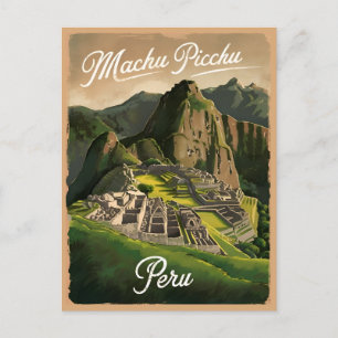 Cartão Postal Viagens vintage Machu Picchu Peru - Gráfico Retroa