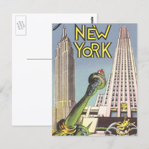 Cartão Postal viagens vintage, Marcas Nova Iorque familiares