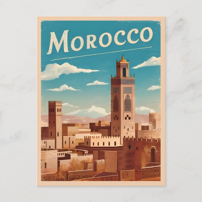Cartão Postal Viagens vintage Marrocos Norte da África — Cenário (Frente)