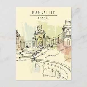 Cartão Postal viagens vintage Marselha França retro turismo