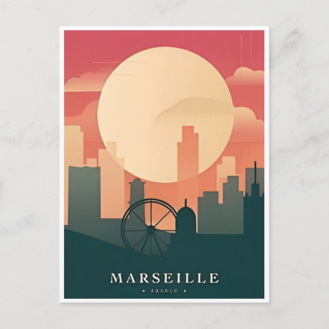 Cartão Postal viagens vintage Marselha França retro turismo (Frente)