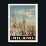 Cartão Postal Viagens vintage Milão Itália<br><div class="desc">Milano Itália,  Viagens vintage,  poster de da Idade do Ouro da aventura Viagem,  inspiração artística de destinos cênicos ao redor do mundo. Presentes</div>
