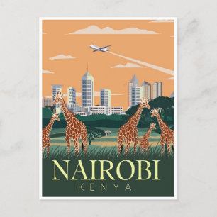 Cartão Postal Viagens vintage Nairobi capital Quênia férias