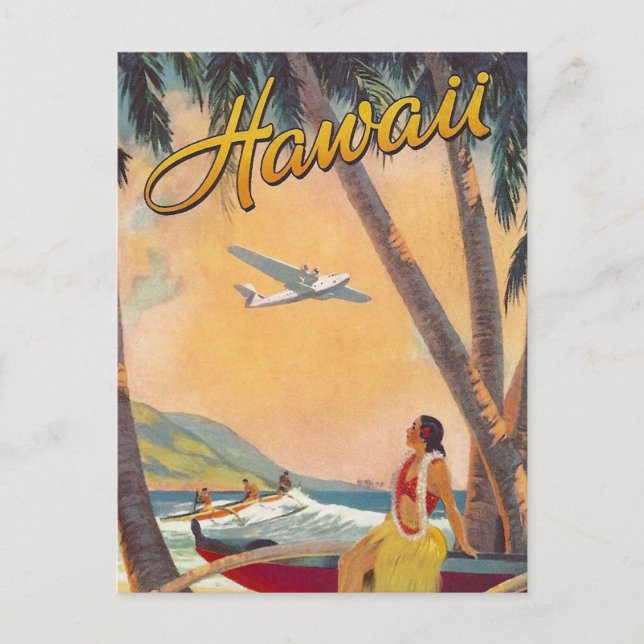 Cartão Postal Viagens Vintage no Havaí (Frente)