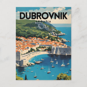 Cartão Postal Viagens vintage Nostálgica Dubrovnik Croácia