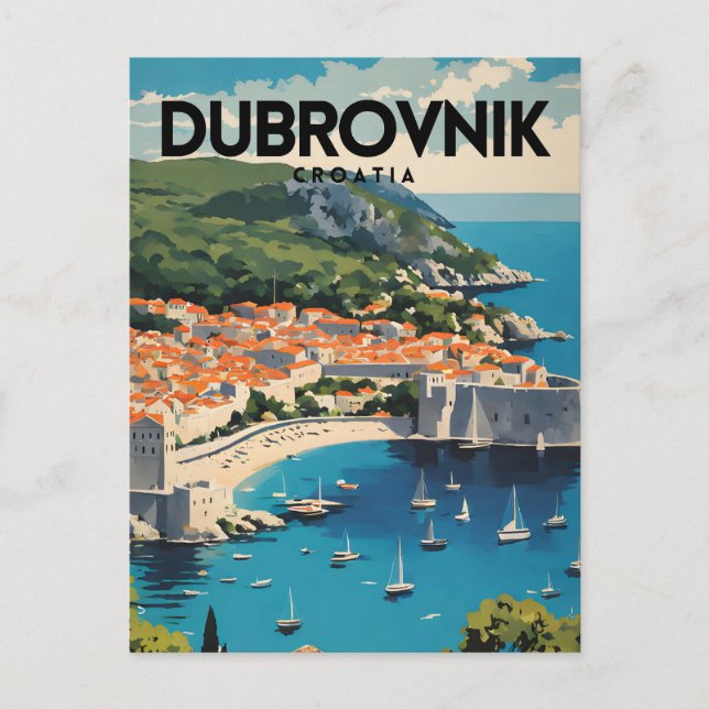 Cartão Postal Viagens vintage Nostálgica Dubrovnik Croácia (Frente)