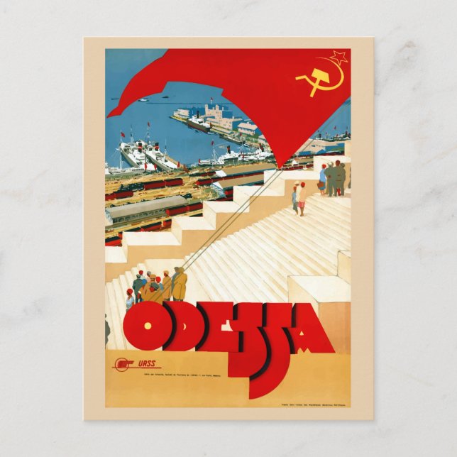 Cartão Postal viagens vintage Odessa Ucrânia União Soviética (Frente)