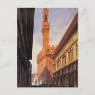 Cartão Postal viagens vintage, Palazzo Vecchio, Florença, Itál