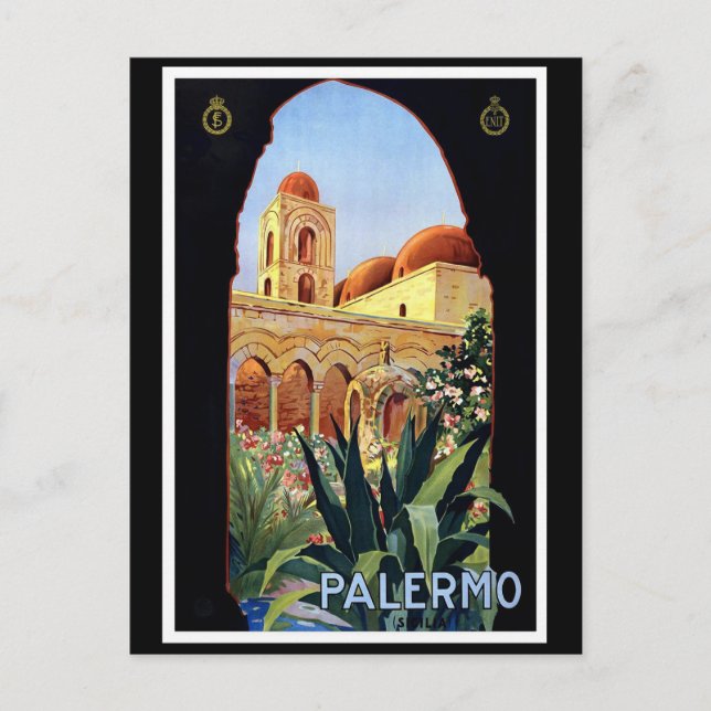Cartão Postal viagens vintage "Palermo" (Frente)