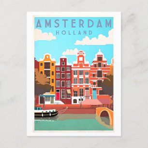 Cartão Postal Viagens vintage para Amsterdã