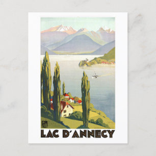 Cartão Postal Viagens vintage para o lago Annecy em França