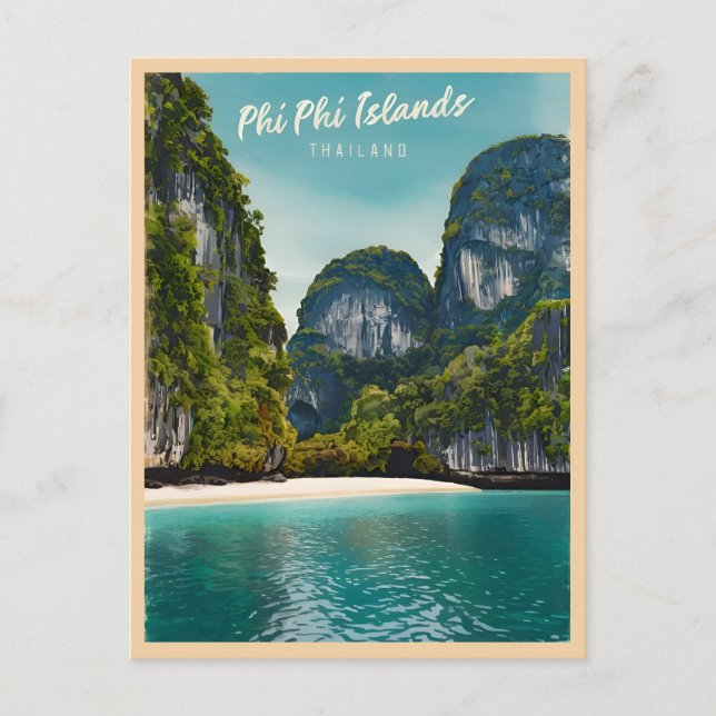 Cartão Postal Viagens vintage Phi Islands Tailândia Retro (Frente)