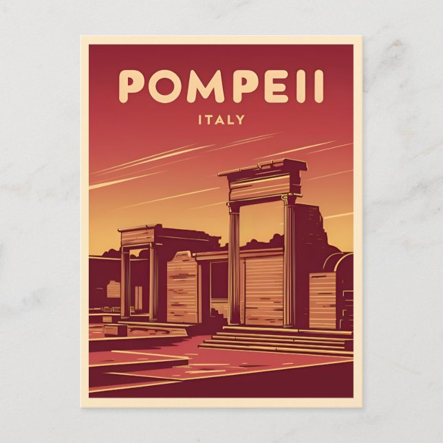 Cartão Postal Viagens vintage Pompeia Itália - Gráfico Retroativ (Frente)