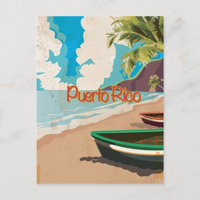Cartão Postal Viagens vintage Porto Rico (Frente)