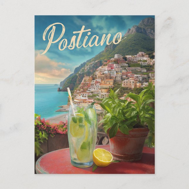 Cartão Postal Viagens vintage Positano Itália (Frente)