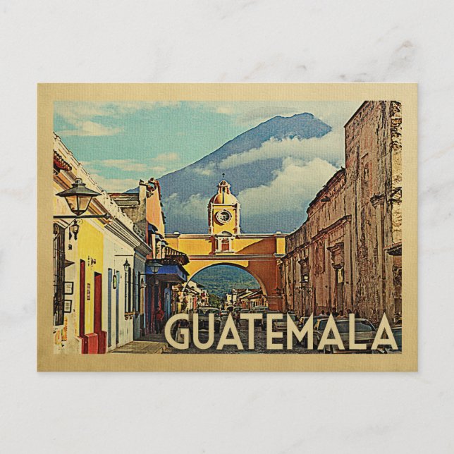 Cartão Postal Viagens vintage postal da Guatemala (Frente)
