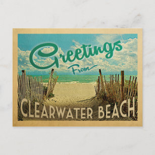 Cartão Postal Viagens vintage postal da praia Clearwater