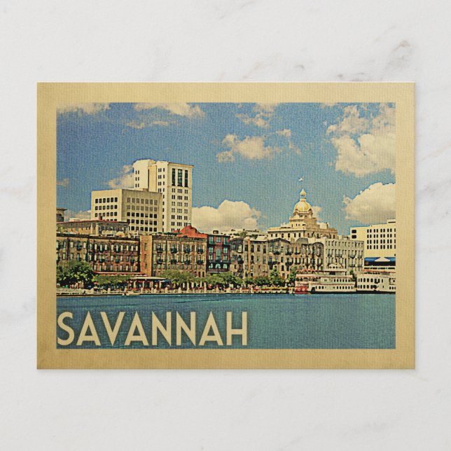 Cartão Postal Viagens vintage postal Savannah Georgia (Frente)