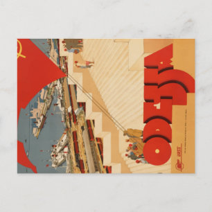 Cartão Postal Viagens vintage Poster de Odessa Ucrânia Boat