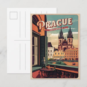 Cartão Postal viagens vintage praça república tcheca presentes v