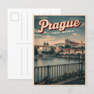 Cartão Postal viagens vintage Praga República Tcheca presentes, 