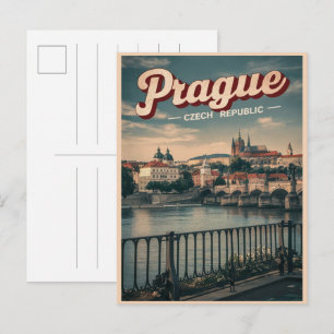 Cartão Postal viagens vintage Praga República Tcheca presentes,
