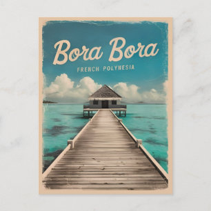 Cartão Postal Viagens vintage Retro Bora Bora Polinésia Francesa