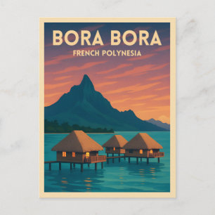 Cartão Postal Viagens vintage Retro Bora Bora Polinésia Francesa