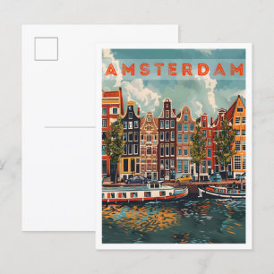 Cartão Postal Viagens vintage Retro de Arte de Amsterdã Holanda