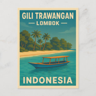 Cartão Postal Viagens vintage Retro Gili Trawangan Indonésia