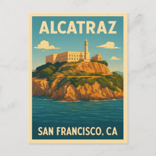 Cartão Postal Viagens vintage Retro Ilha Alcatraz San Francisco