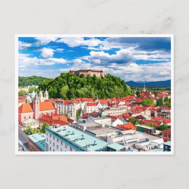 Cartão Postal viagens vintage retrô Ljubljana Eslovênia Eslováqu (Frente)