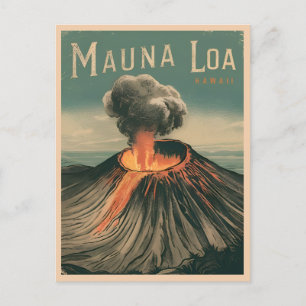Cartão Postal Viagens vintage Retro Mauna Loa Hawaii Volcano