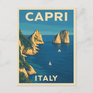 Cartão Postal Viagens vintage Retroativa Capri Itália Linha Cost