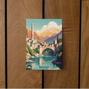 Cartão Postal Viagens vintage Retroativa de Mostar Bósnia Herzeg