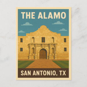 Cartão Postal Viagens vintage Retroativa Do Alamo San Antonio Te