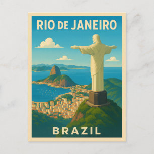 Cartão Postal Viagens vintage Rio de Janeiro Brasil Cena