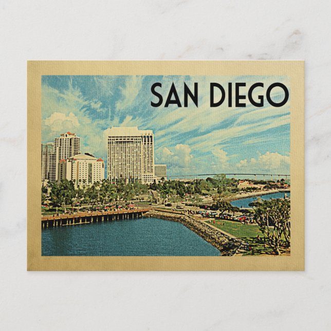 Cartão Postal Viagens vintage San Diego California (Frente)