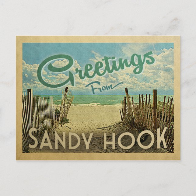 Cartão Postal Viagens vintage Sandy Hook Beach (Frente)