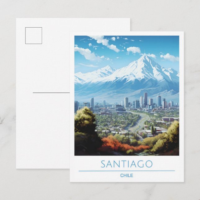 Cartão Postal Viagens vintage Santiago Chile (Frente/Verso)