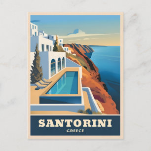 Cartão Postal Viagens vintage Santorini Grécia Paisagem Costeira