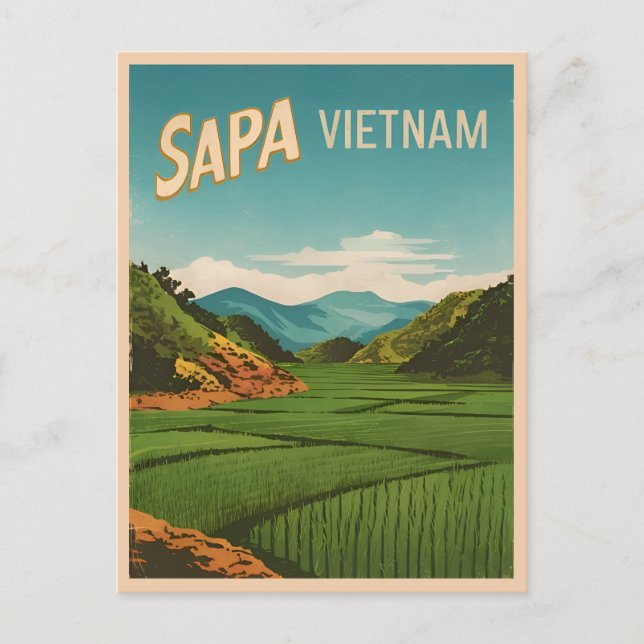 Cartão Postal Viagens vintage Sapa Vietnã Retrocêntrica (Frente)