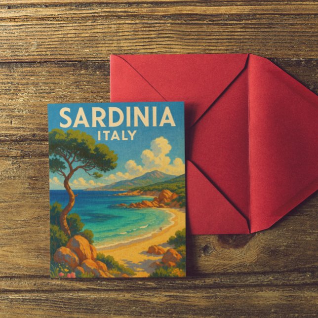 Cartão Postal Viagens vintage Sardenha Itália (retro sardinia italy travel artwork)