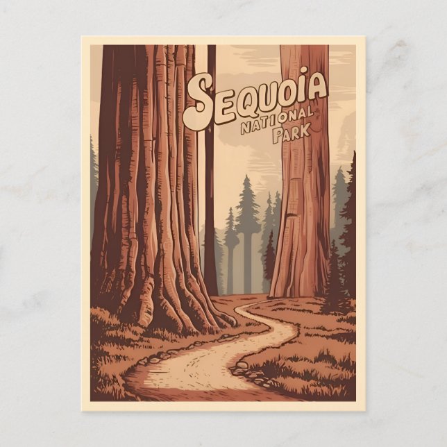 Cartão Postal Viagens vintage Sequoia National Park - Gráfico (Frente)