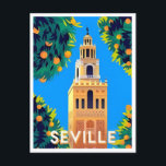 Cartão Postal viagens vintage Sevilha Espanha Sevilha turismo ur<br><div class="desc">vintage,  retro,  viagem,  moderna,  aquarela,  Sevilha,  Espanha,  Sevilha,  turismo,  cidade, </div>