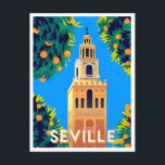 Cartão Postal viagens vintage Sevilha Espanha Sevilha turismo ur<br><div class="desc">vintage,  retro,  viagem,  moderna,  aquarela,  Sevilha,  Espanha,  Sevilha,  turismo,  cidade, </div>