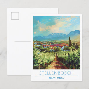 Cartão Postal Viagens vintage Stellenbosch da África do Sul