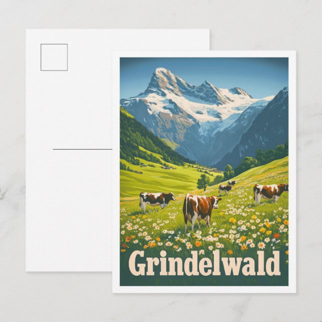 Cartão Postal Viagens vintage Suiça Grindelwald (Frente/Verso)